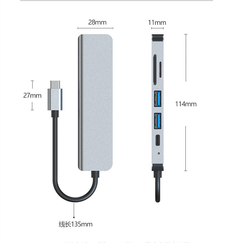 6-in-1 USB-C Hub with 4K HDMI, USB 3.0 and SD Card Reader