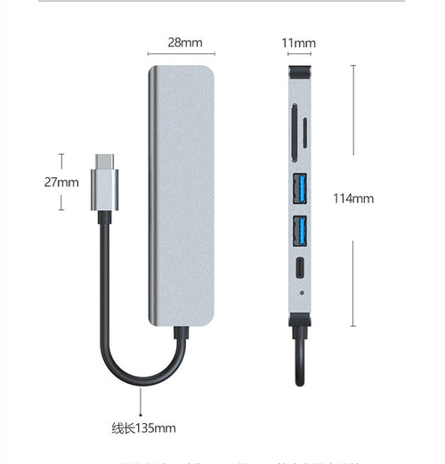 6-in-1 USB-C Hub with 4K HDMI, USB 3.0 and SD Card Reader