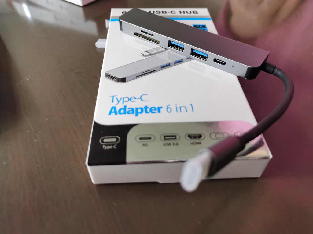 6-in-1 USB-C Hub with 4K HDMI, USB 3.0 and SD Card Reader