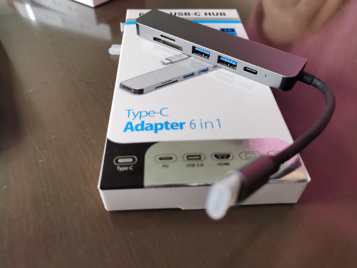 6-in-1 USB-C Hub with 4K HDMI, USB 3.0 and SD Card Reader