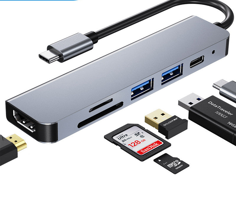 6-in-1 USB-C Hub with 4K HDMI, USB 3.0 and SD Card Reader