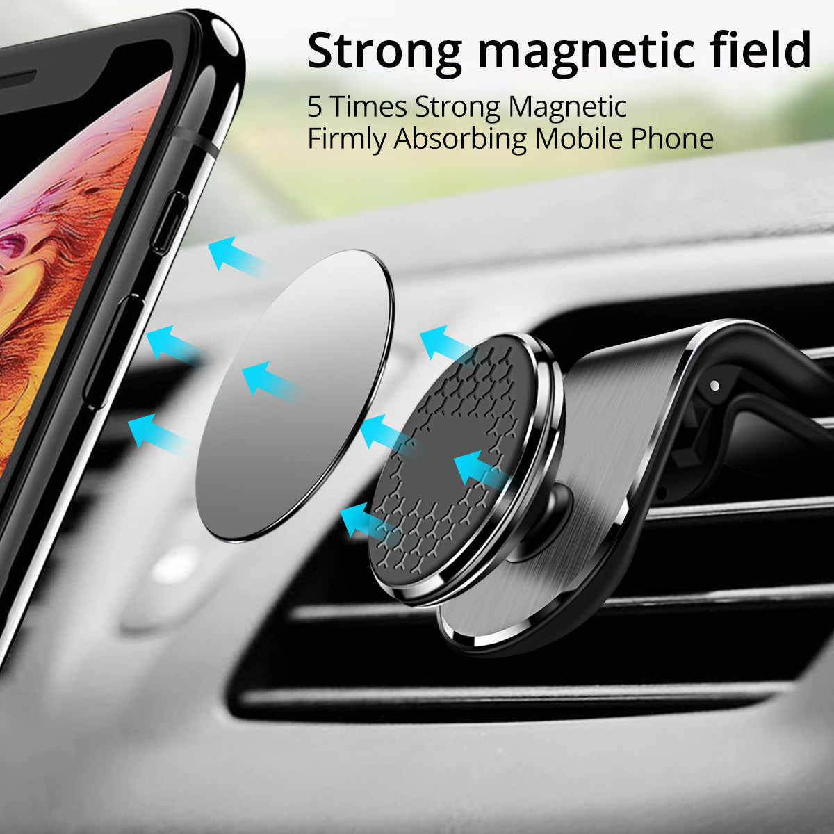 Magnetic Car Phone Mount, Air Vent Holder with 360° Rotation