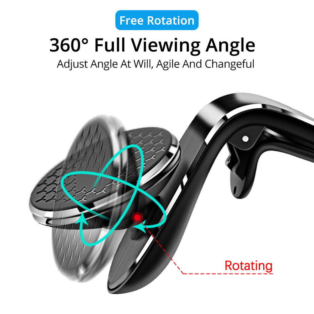 Magnetic Car Phone Mount, Air Vent Holder with 360° Rotation