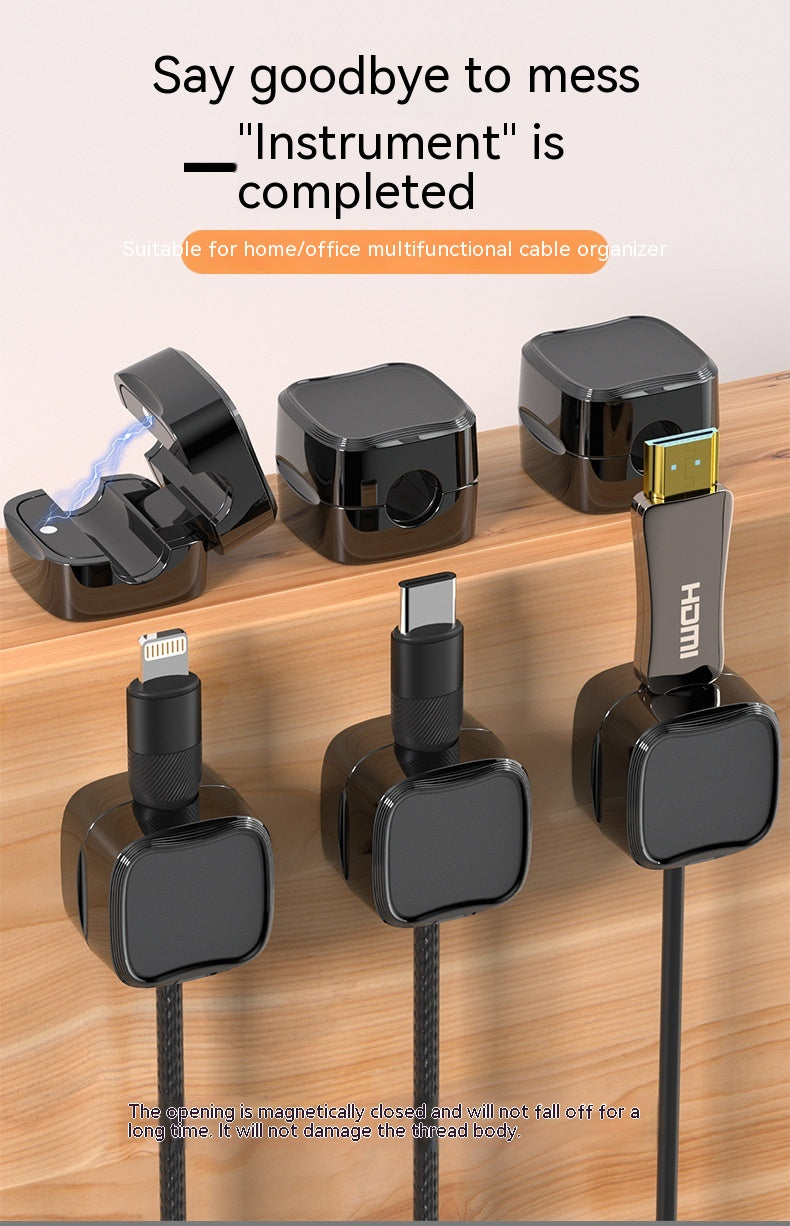 Magnetic Cable Clips, 6-Pack Desk Cable Organizer
