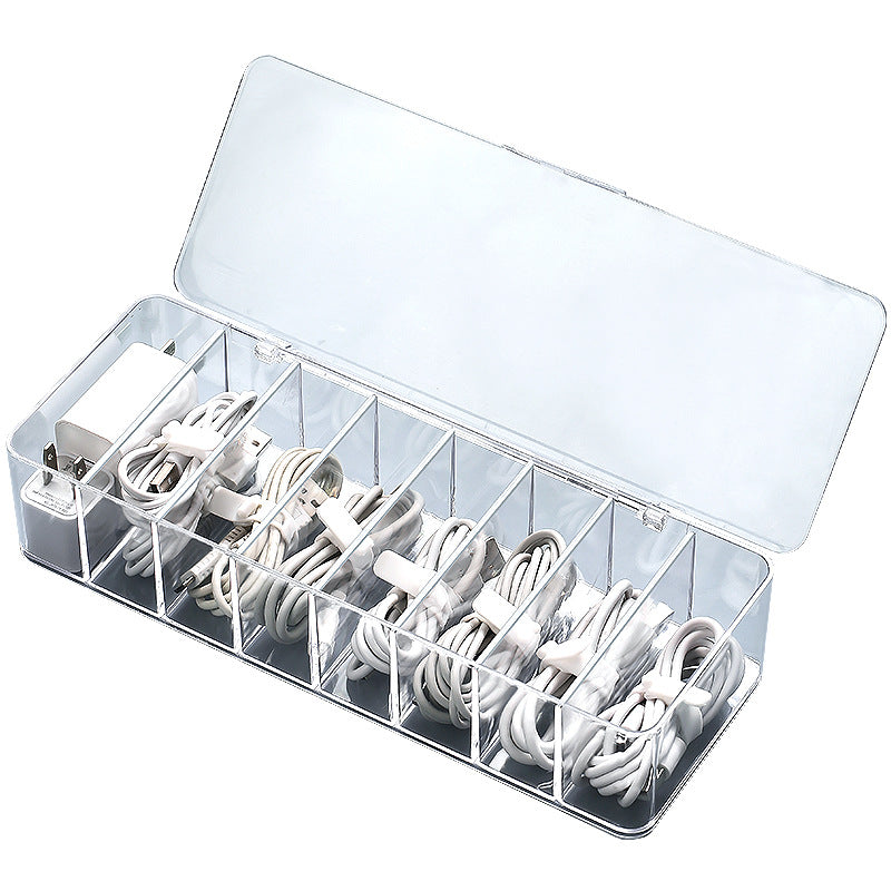 Clear 8-Grid Cable Organizer Box