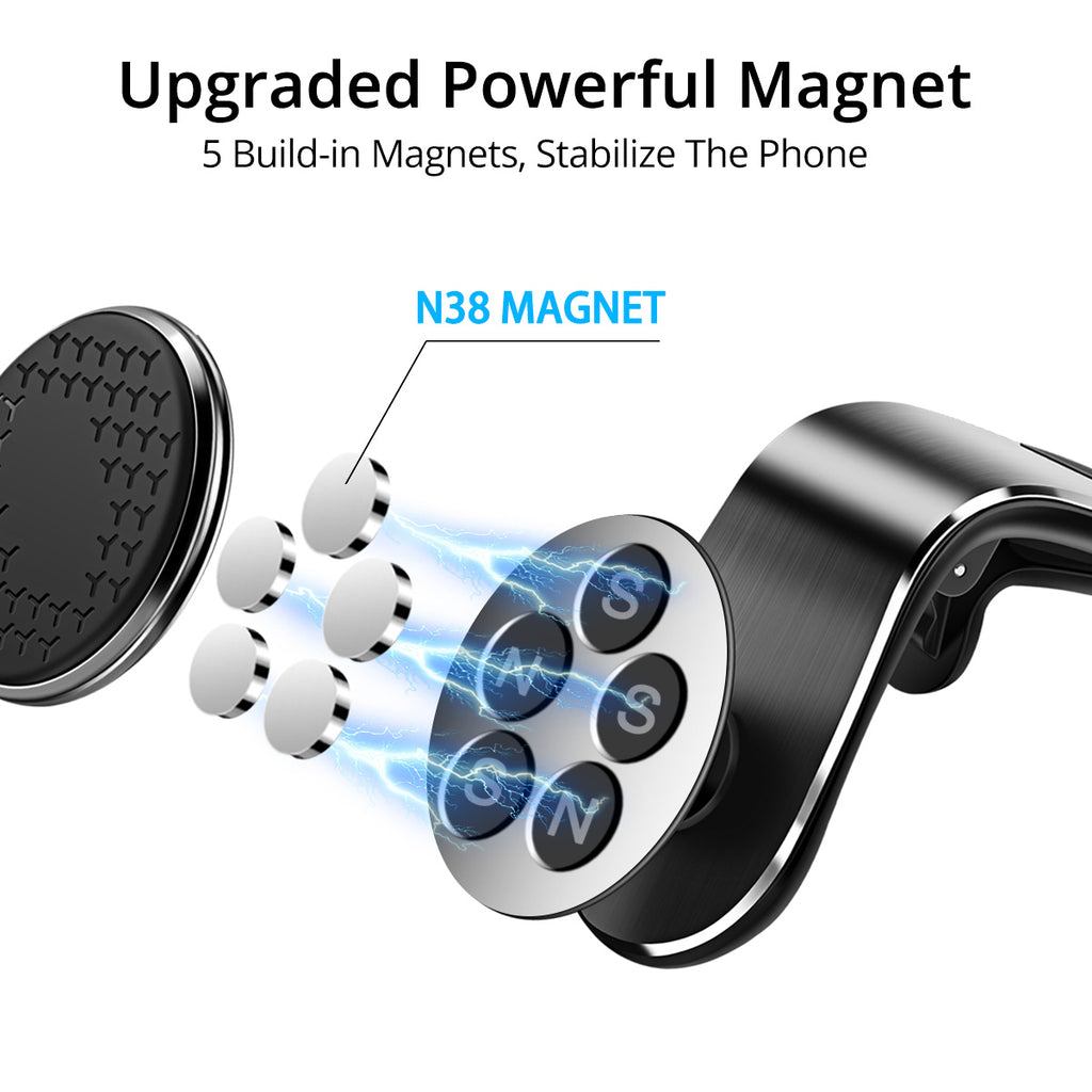Magnetic Car Phone Mount, Air Vent Holder with 360° Rotation