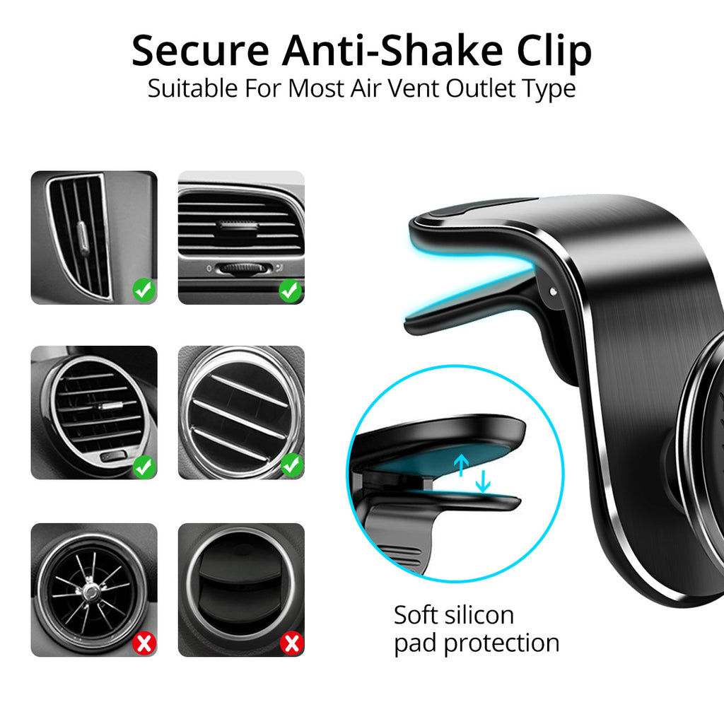Magnetic Car Phone Mount, Air Vent Holder with 360° Rotation