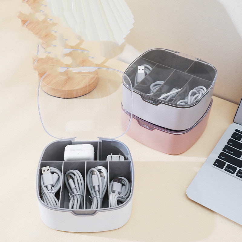 Dust-Proof Charging Cable Storage Box with Clear Lid