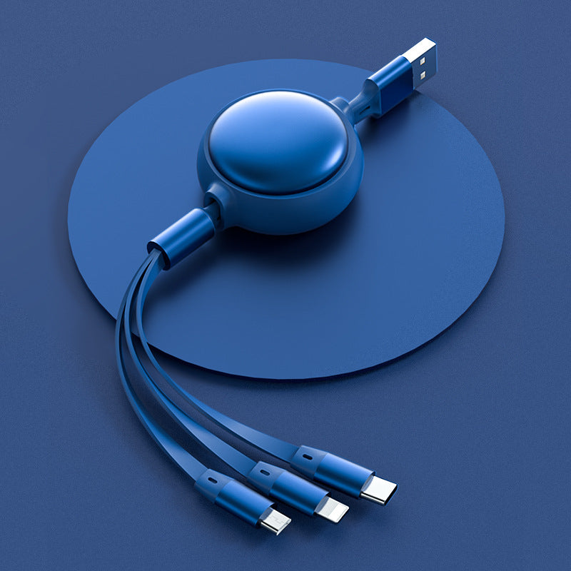 3-in-1 Retractable Charging Cable, USB-C, Micro-USB and 8-Pin, 1.2m