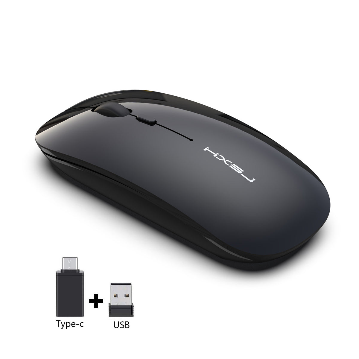 Rechargeable Silent Wireless Mouse, 2.4GHz with USB Receiver