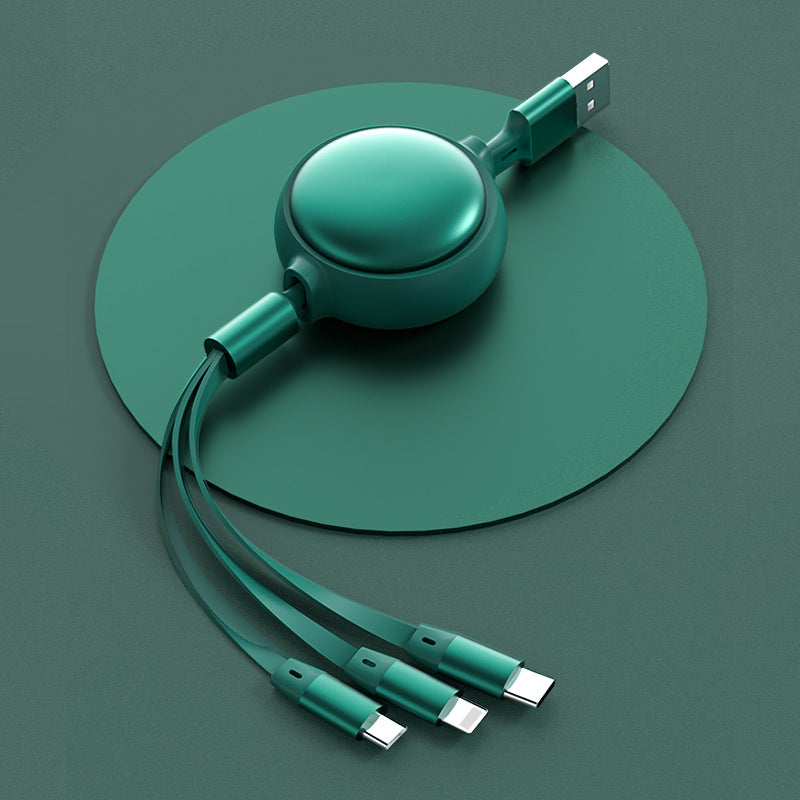 3-in-1 Retractable Charging Cable, USB-C, Micro-USB and 8-Pin, 1.2m