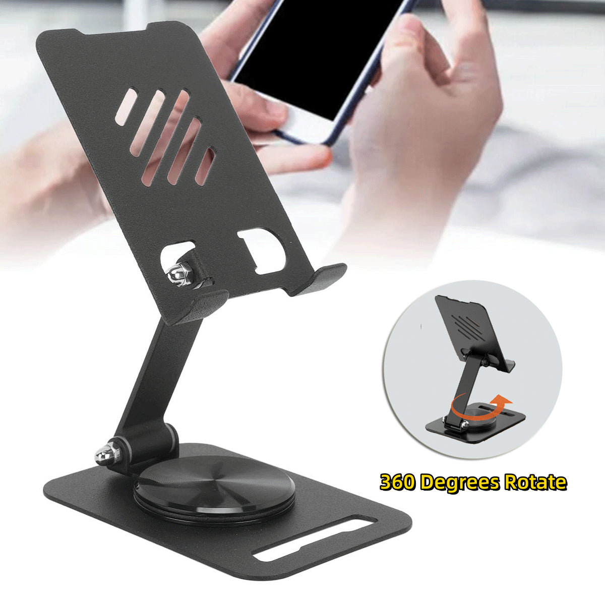 360° Rotating Metal Phone & Tablet Stand, Foldable