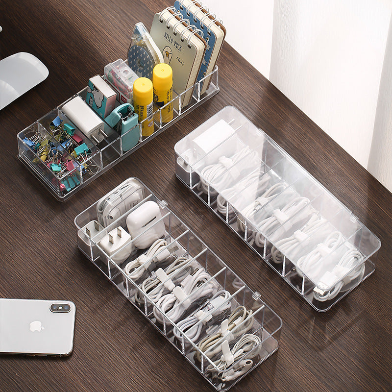 Clear 8-Grid Cable Organizer Box
