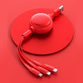 3-in-1 Retractable Charging Cable, USB-C, Micro-USB and 8-Pin, 1.2m