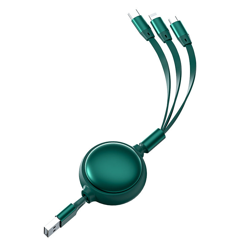 3-in-1 Retractable Charging Cable, USB-C, Micro-USB and 8-Pin, 1.2m