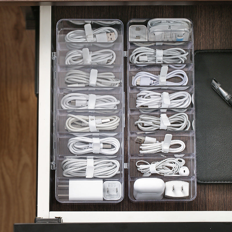 Clear 8-Grid Cable Organizer Box