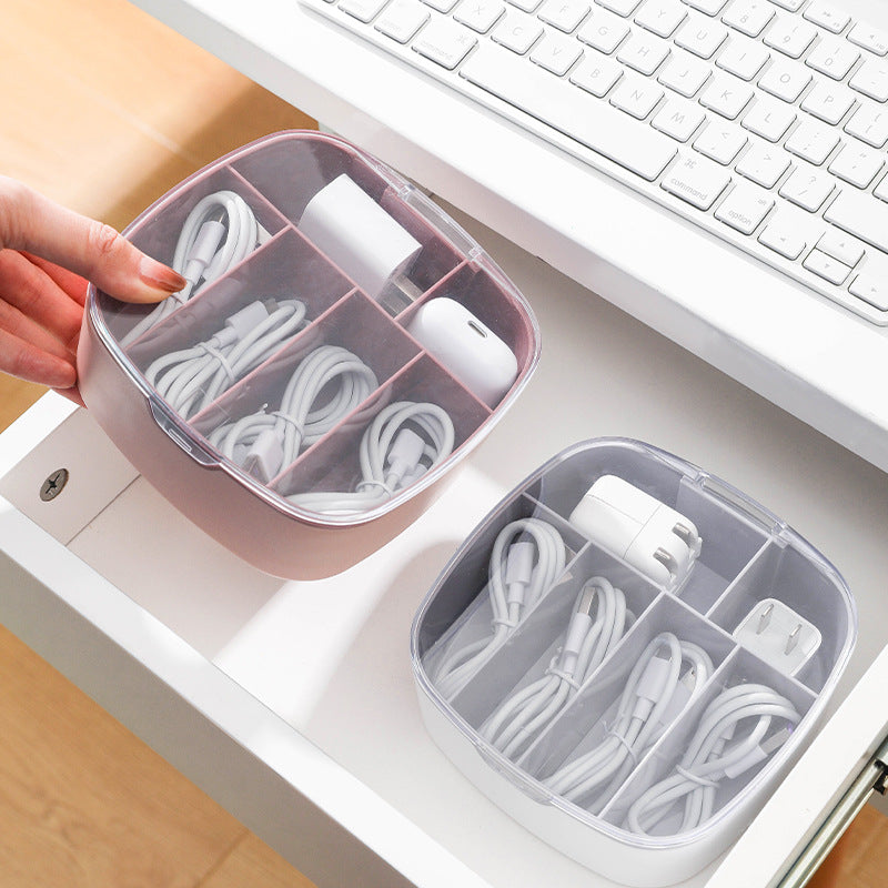 Dust-Proof Charging Cable Storage Box with Clear Lid
