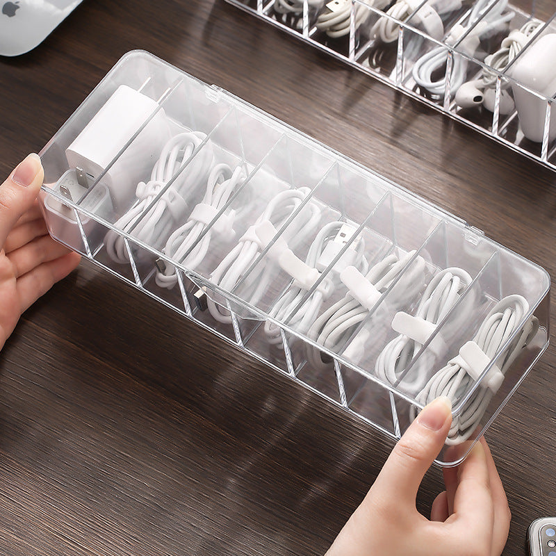 Clear 8-Grid Cable Organizer Box