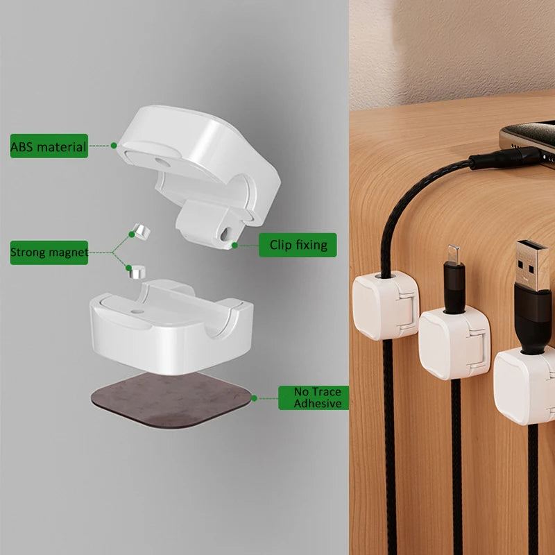 Magnetic Cable Clips, 6-Pack Desk Cable Organizer