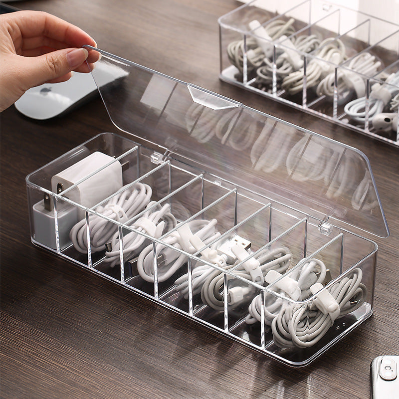 Clear 8-Grid Cable Organizer Box