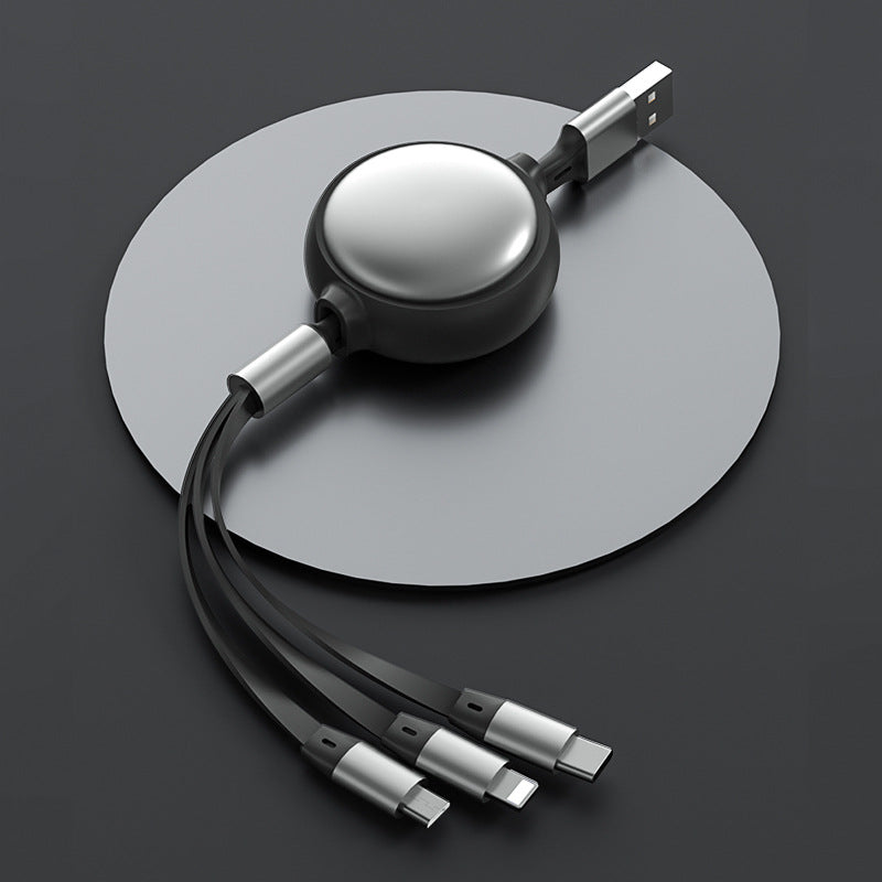 3-in-1 Retractable Charging Cable, USB-C, Micro-USB and 8-Pin, 1.2m