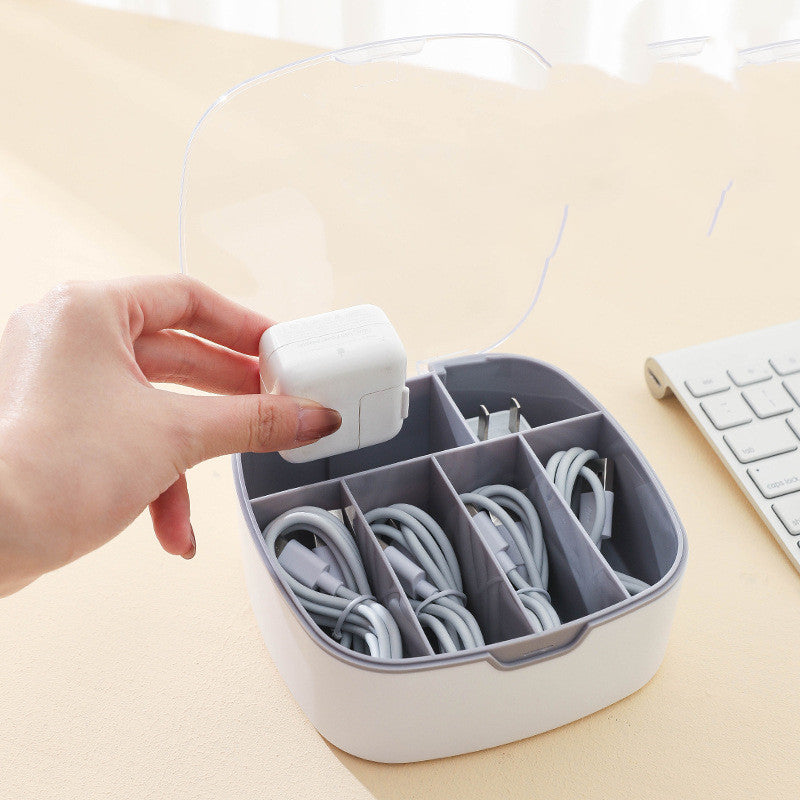 Dust-Proof Charging Cable Storage Box with Clear Lid